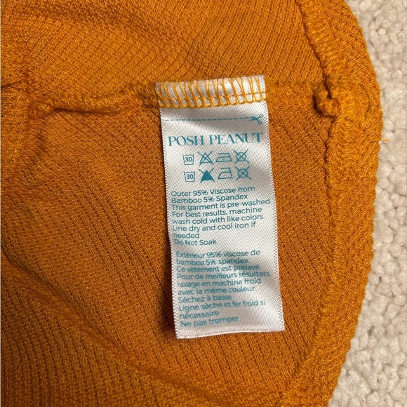 Posh Peanut orange waffle knit long sleeve twirl bodysuit dress. Size 6-12m - Picture 8 of 8